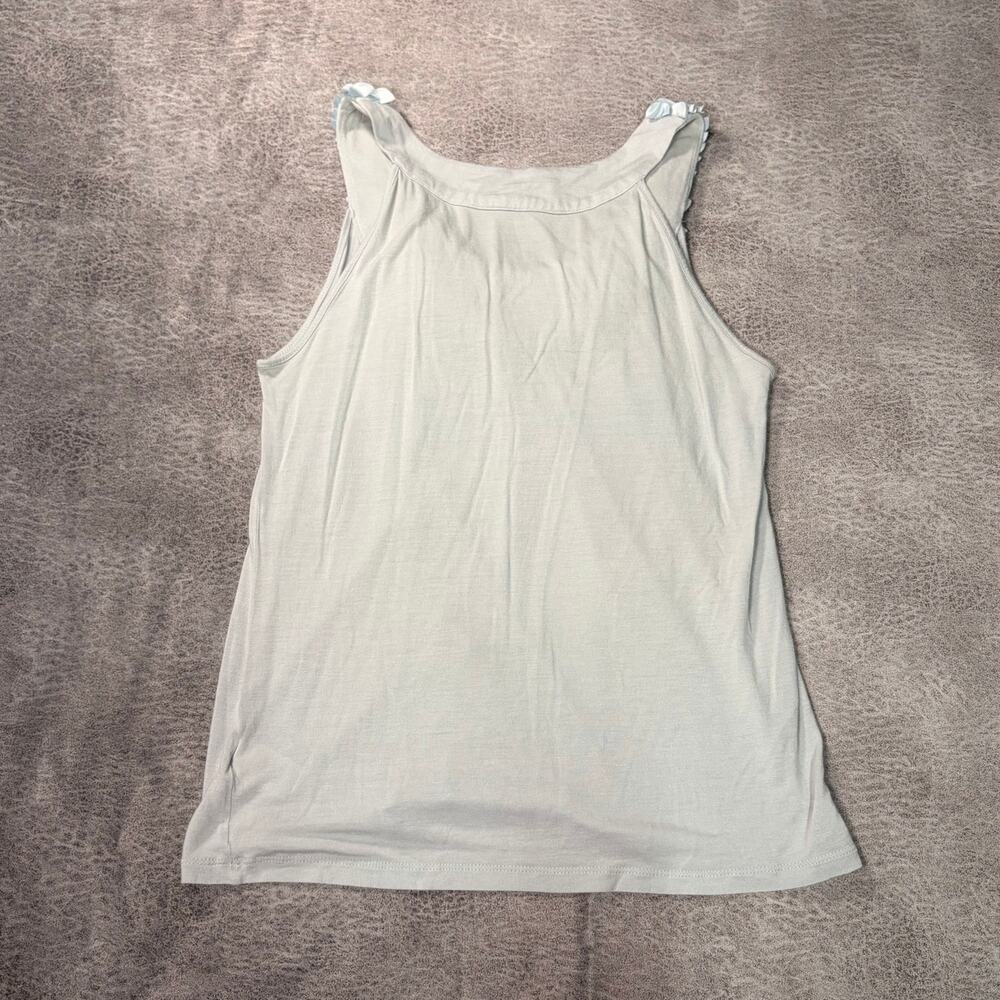 Blue Ruffled Neck Tank Top - Picture 4 of 5